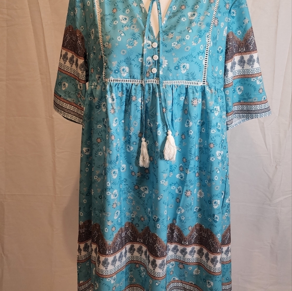 Boheltz Women's V-neck Boho Dress - Picture 5 of 12